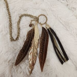 Nomadic Women's Feather & Tassle Necklace Boho Cowgirl American West